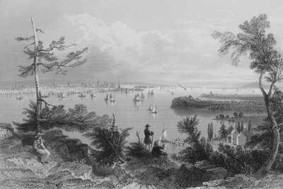 Pohled na New York, z Weehawken (rytina) od William Henry Bartlett