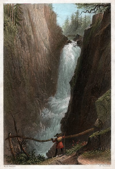 Vodopády Aar. (Rytina, cca 1850) od William Henry Bartlett