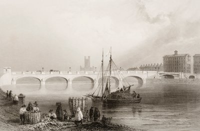 Wellesley Bridge, Limerick, Irsko, z „Scenery and Antiquities of Ireland“ od George Virtue, 1860 od William Henry Bartlett
