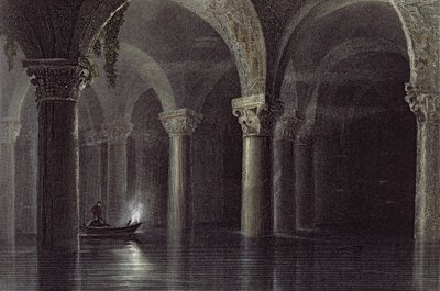 Yere Batan Serai (The Cisterns) Istanbul, vyryl J.T. Willmore, kolem roku 1850 (akvatinta) od William Henry Bartlett