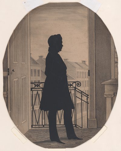 Silueta mladého muže před otevřeným oknem, čelem doprava, před rokem 1860. od William Henry Brown