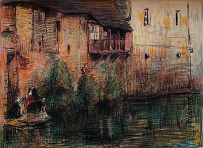 Scéna kanálu, Quimperle, c1907. od William Henry Charlton