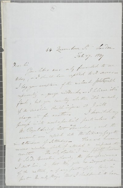 Podepsaný dopis Williama Henryho Foxe Talbota Jamesi Davidu Forbesovi, 1839 od William Henry Fox Talbot