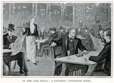 At the Cafe Royal: A Saturday Afternoon Scene, c.1900 (litho) od William Henry Humphris