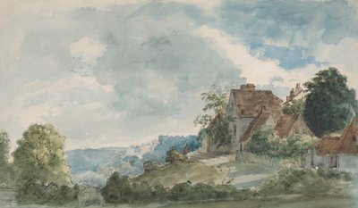 Chaty v rozsáhlé krajině, konec 1820s. od William Henry Hunt