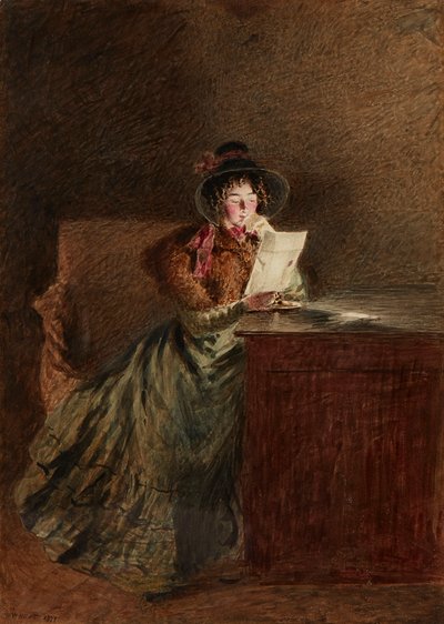 Dívka čte dopis od lampy (akvarel a tužka) od William Henry Hunt