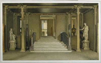 Severní vstupní hala v Chatsworth House (akvarel na papíře) od William Henry Hunt