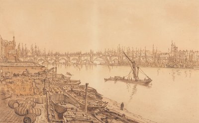 Pohled na Old London Bridge od William Henry Hunt