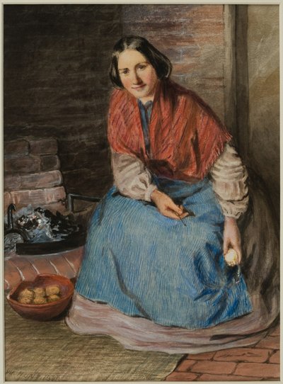 Žena, která loupe jablka (inkoust a akvarel na papíře) od William Henry Hunt