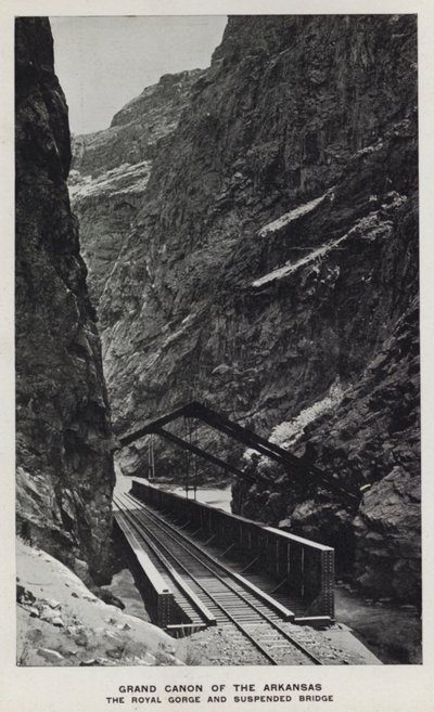 Canyons of Colorado: Grand Canon of the Arkansas, The Royal Gorge a Suspended Bridge (č/b fotografie) od William Henry Jackson