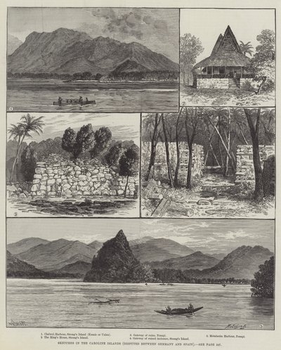 Náčrtky na Caroline Islands, sporné mezi Německem a Španělskem od William Henry James Boot