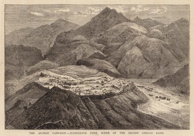 Afghánská kampaň, pevnost Jugdulluck, scéna nedávných nájezdů na Ghilzai od William Henry James Boot
