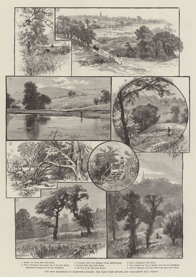 Nové rozšíření Hampstead-Heath, East Park Estate a Parliament Hill Fields od William Henry James Boot