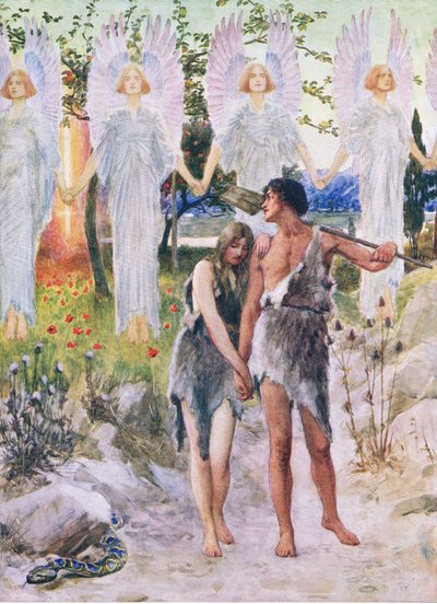 Na začátku, z knihy The Bible Picture Book vydané Thomasem Nelsonem, kolem roku 1950 od William Henry Margetson