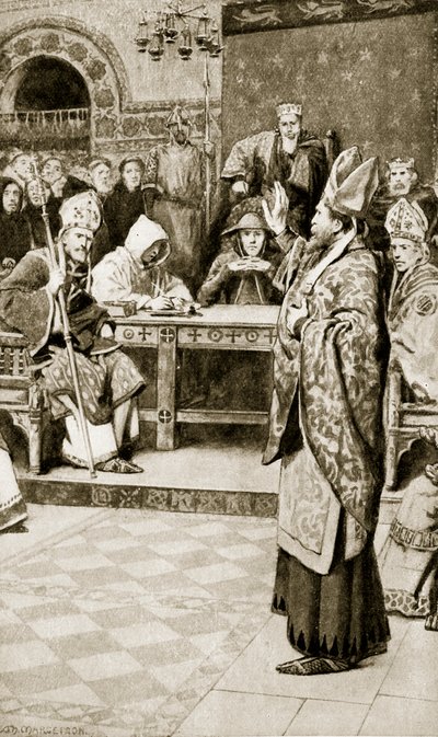 Jocelyn, biskup z Glasgow, v Northamptonu, 1176, ilustrace z 