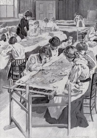 Studenti Royal School of Art Needlework Vyšívání královského korunovačního roucho od William Henry Margetson