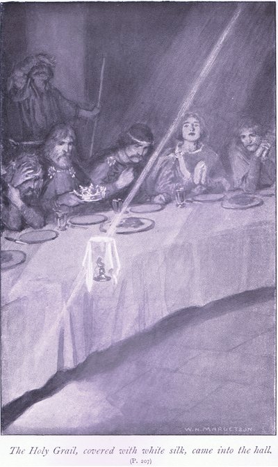 Do síně vešel svatý grál pokrytý bílým hedvábím od William Henry Margetson