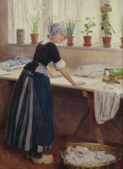 The Laundry Maid, 1915 (wc na papíře) od William Henry Margetson
