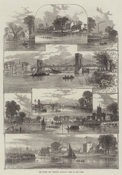 Oxford a Cambridge Boat-Race, pohledy na řeku od William Henry Pike