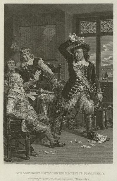 Guvernér Stuyvesant ničí výzvu ke vzdání se New Yorku, 1664 od William Henry Powell