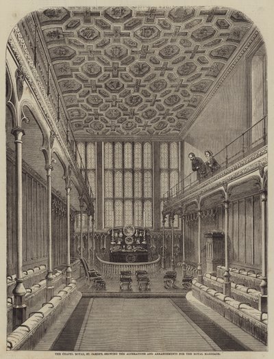Kaple Royal, St James, ukazuje změny a uspořádání pro královský sňatek od William Henry Prior