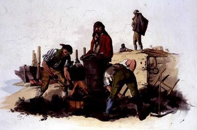 Těžaři uhlí, z knihy "Costume of Great Britain", kterou vydal William Miller od William Henry Pyne