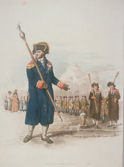 Farní Beadle v občanském kroji držící hůl, 1805 od William Henry Pyne