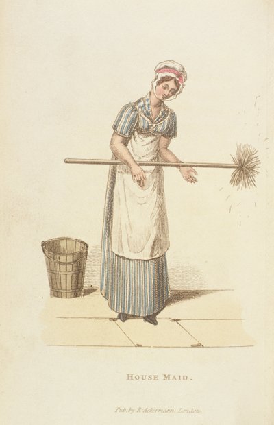 Služka ze „Světa v miniaturách“, 1827 (tisk) od William Henry Pyne