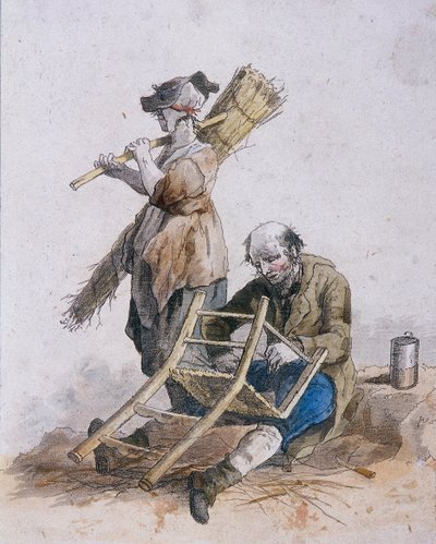 Dva opraváři židlí, Provinční postavy, 1804 od William Henry Pyne