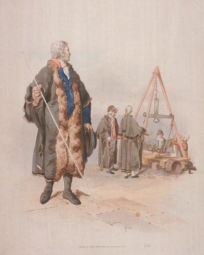 Ward Beadle v občanském kostýmu, držící hůl, na Wardmote Inquest, 1805 od William Henry Pyne