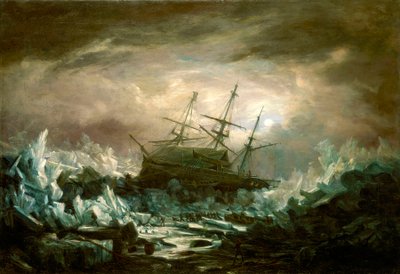 Nebezpečná pozice HMS "Terror" kapitána Backa v arktických oblastech v létě 1837 od William Henry Smyth