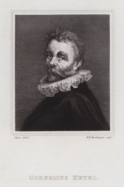 Cornelis Ketel, holandský manýristický malíř (rytina) od William Henry Worthington