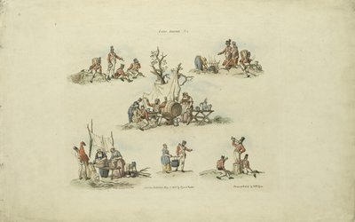 Camp Scenes, 1803 (barevný lept) od William Henry after Pyne