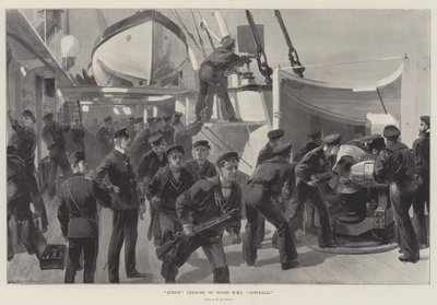 Akční cvičení na palubě HMS Australia od William Heysham Overend