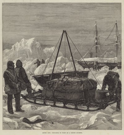 Arctic Life, příprava na cestu na saních od William Heysham Overend