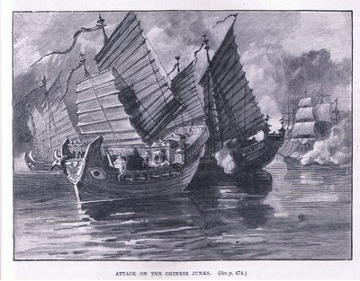 Útok na čínské džunky AD 1841 od William Heysham Overend