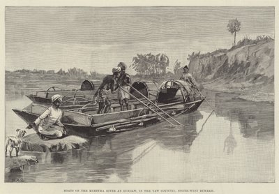 Lodě na řece Myettha v Gungaw, v Yaw Country, Severozápadní Barma od William Heysham Overend
