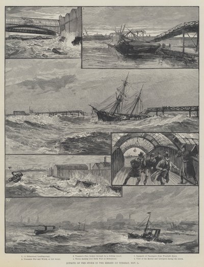 Účinky bouře v Mersey v úterý 1. listopadu od William Heysham Overend