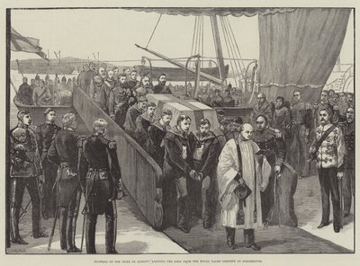 Pohřeb vévody z Albany, přistání těla z Royal Yacht Osborne v Portsmouthu od William Heysham Overend