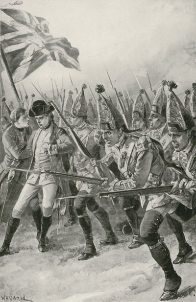Generál Wolfe je smrtelně zraněn, když vede útok na Abrahamových pláních od William Heysham Overend