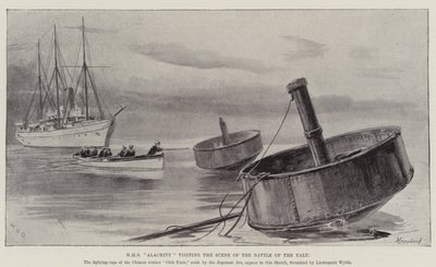 HMS Alacrity na návštěvě scény bitvy na Yalu od William Heysham Overend