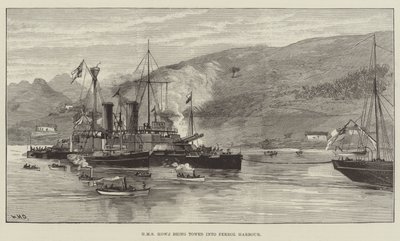 Vlečení lodi HMS Howe do přístavu Ferrol od William Heysham Overend