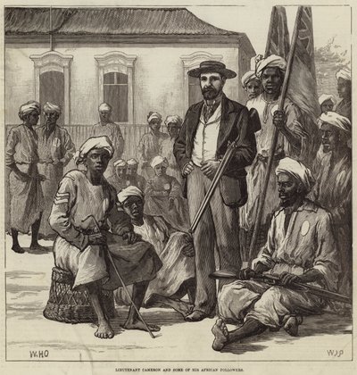 Poručík Cameron a někteří z jeho afrických následovníků od William Heysham Overend