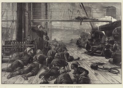Na palubě tureckého válečného muže, který se připravuje k narážení, střelba elektřinou od William Heysham Overend