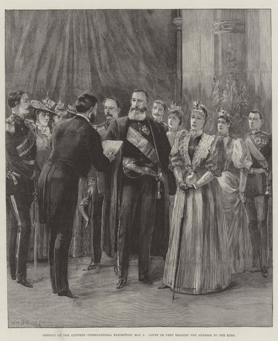 Zahájení mezinárodní výstavy v Antverpách, 5. května, hrabě de Pret čte Proslov ke králi od William Heysham Overend