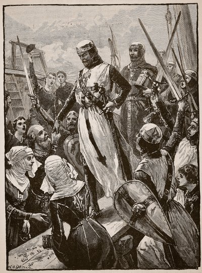 Přijetí Richarda při jeho návratu z kontinentu, ilustrace z 