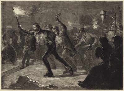 Bruslení na Serpentine za svitu pochodní (rytina) od William Heysham Overend