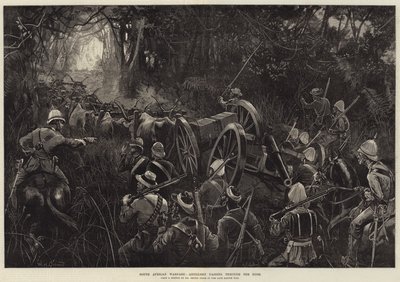Jihoafrická válka, dělostřelectvo procházející Bushem od William Heysham Overend