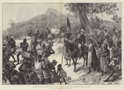 Stanleyho pomocná expedice Emin Pasha opouští Matadi v Kongu s Tippoo Tibem a jeho manželkami od William Heysham Overend