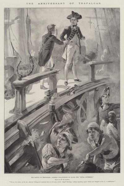 Výročí Trafalgaru, bitva o Trafalgar, admirál Collingwood na palubě Royal Sovereign od William Heysham Overend
